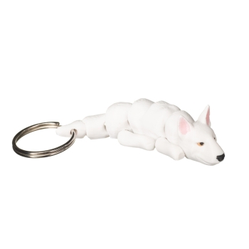 Bulterier cały biały - brelok do kluczy